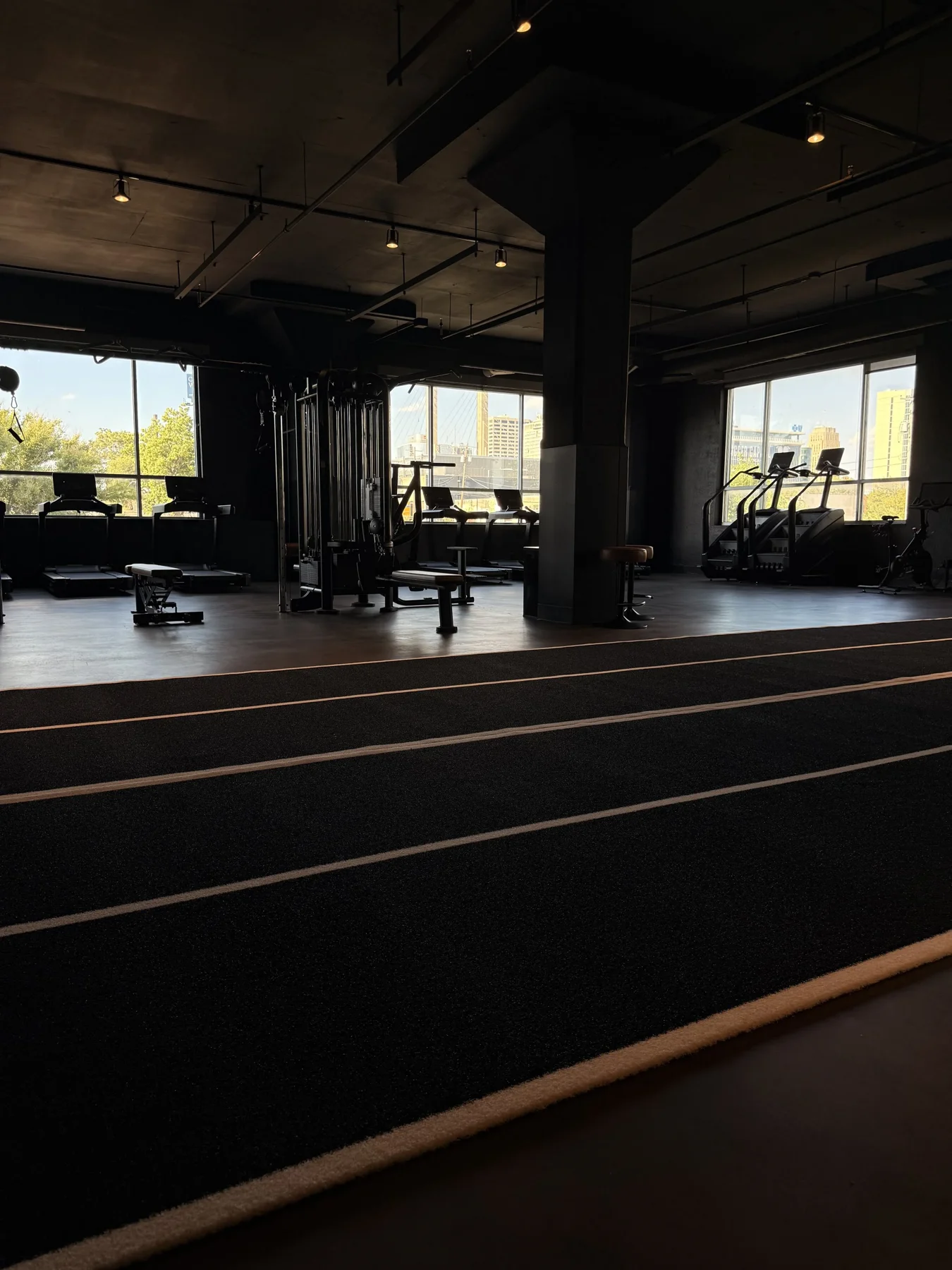 Obsidian’s dedicated HYROX turf lanes with skyline views